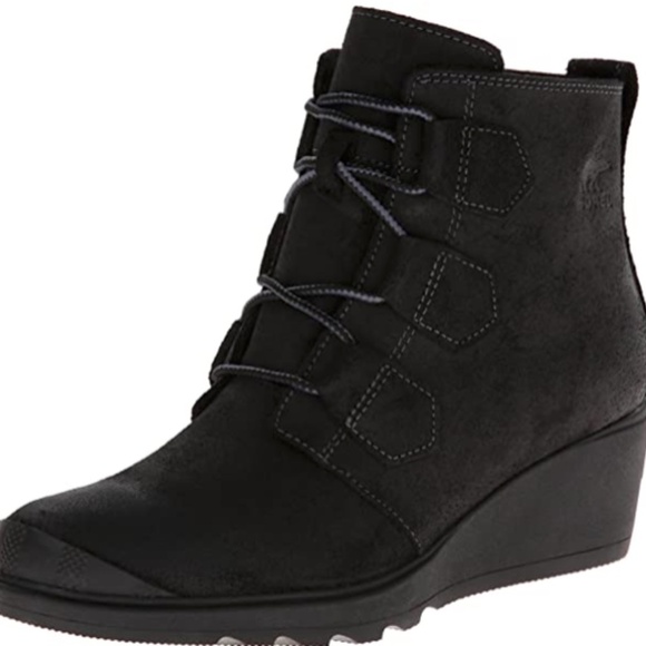 Black Sorel Toronto Lace Up Wedge Boots - Picture 1 of 7